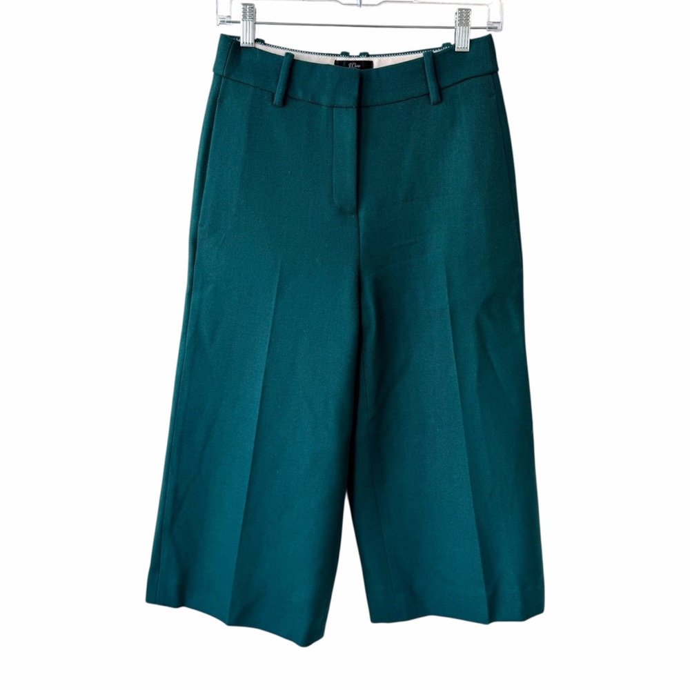 J. Crew‎ Teal 100% Wool Cullote Cropped Pants